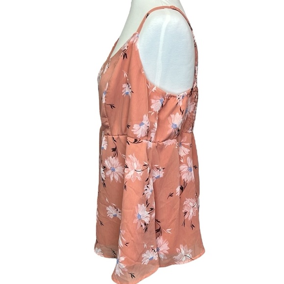 Torrid Floral Peach Spaghetti Strap Blouse - Picture 3 of 7